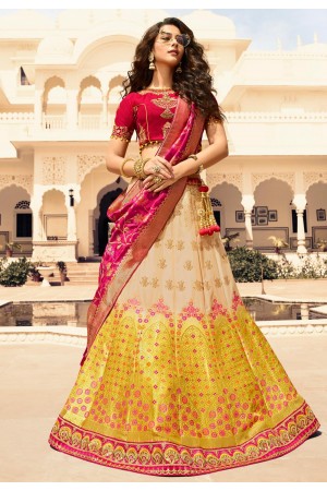 beige silk circular lehenga choli 13250