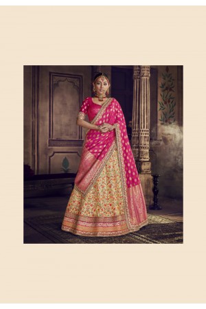 beige silk circular lehenga choli 5146