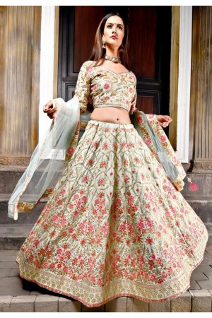 beige velvet circular lehenga choli 9981