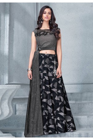 black lycra designer lehenga choli 7906