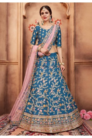 blue art silk embroidered circular lehenga choli 2011