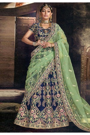 blue velvet a line lehenga choli 5143