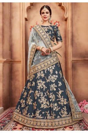 dark gray art silk circular lehenga choli 2012