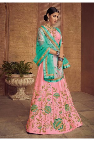 light pink silk a line lehenga choli 3228