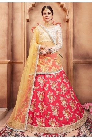 magenta taffeta embroidered circular lehenga choli 2007