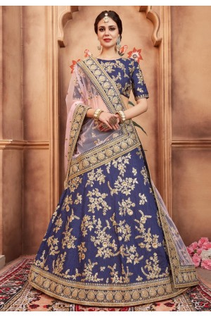 navy blue art silk circular lehenga choli 2010