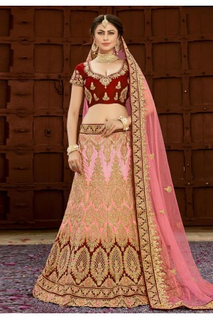 pink silk embroidered circular lehenga choli 9007