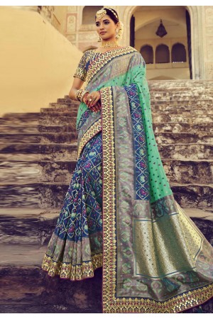 Blue silk festival wear saree 6115