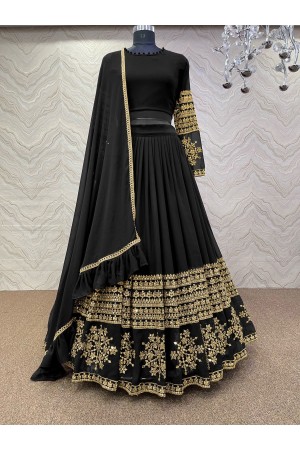 Bollywood Model Black georgette wedding lehenga