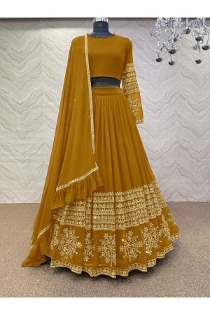 Bollywood Model Mustuard georgette wedding lehenga