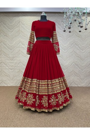 Bollywood Model Red georgette wedding lehenga