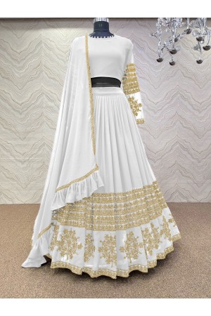 Bollywood Model White georgette wedding lehenga
