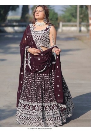 Bollywood Model Dark wine georgette wedding lehenga