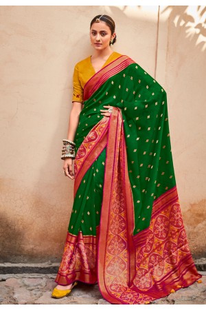 Green silk saree with blouse 15081