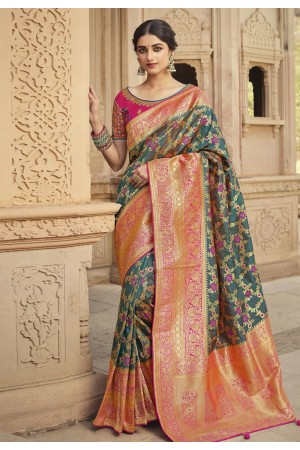 Grey silk festival wear saree 10152