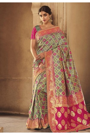 Grey silk festival wear saree 10154