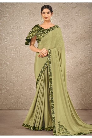 Light green silk georgette saree with blouse 41910