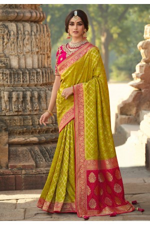 Light green silk saree with blouse 13376