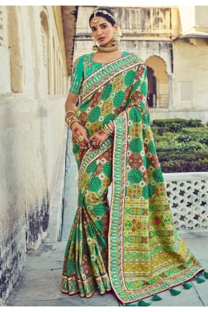 Light green silk saree with blouse 6104