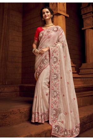 Light pink organza festival wear saree 1409