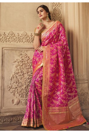 Magenta silk festival wear saree 10156