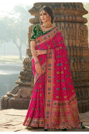 Magenta silk festival wear saree 13385