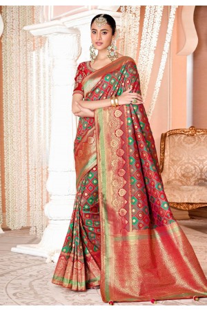 Maroon silk festival wear saree 13390