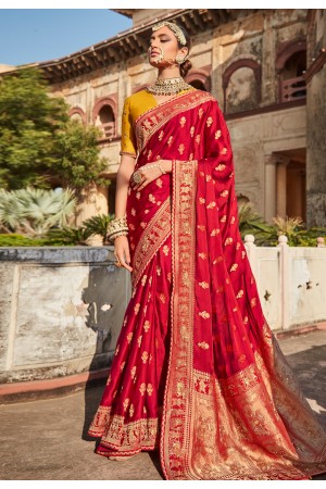 Maroon silk saree with blouse 117