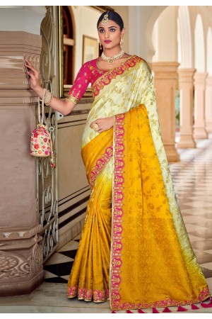 Off white silk saree with blouse 5105