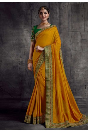 Orange silk festival wear saree 8312
