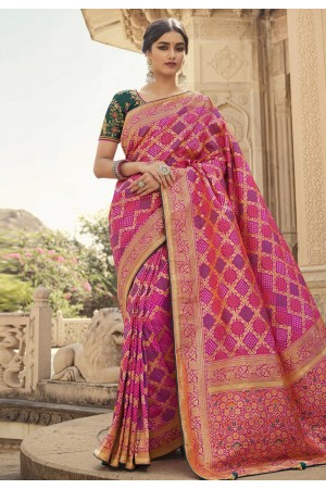 Pink silk festival wear saree 10164