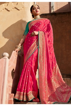 Pink silk festival wear saree 114