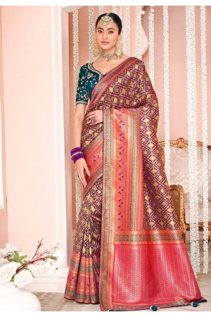 Purple silk festival wear saree 13400