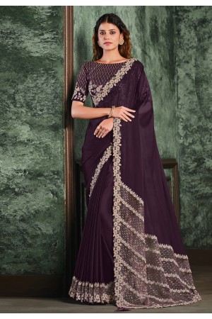 Purple silk georgette festival wear saree 22016