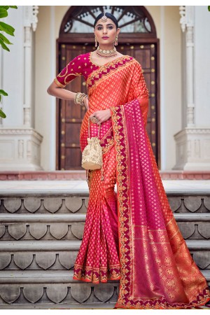 Rust silk festival wear saree 5106