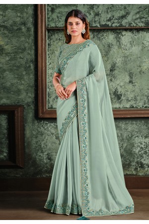 Sky blue organza saree with blouse 22019