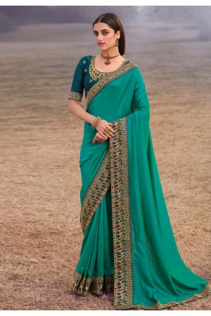 Sky blue silk festival wear saree 3906