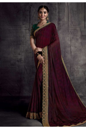 Wine georgette festival wear saree 8314