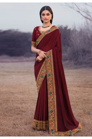 Wine silk festival wear saree 3908