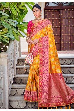 Yellow silk saree with blouse 5107