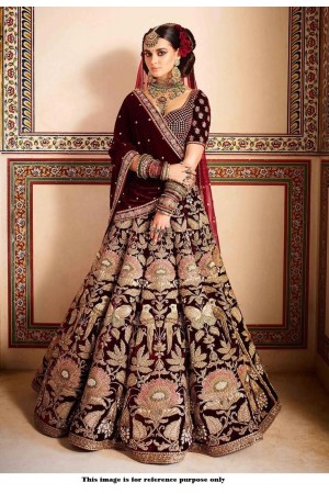 Bollywood Sabyasachi Mukherjee Inspired Maroon velvet lehenga