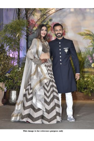 Bollywood Sonam Kapoor Banglori silk brown reception lehenga