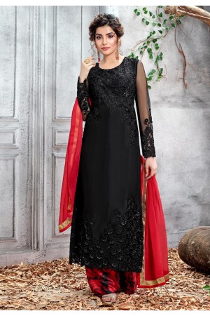Black net embroidered palazzo suit 5154