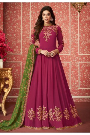 Magenta georgette embroidered floor length anarkali suit 8287