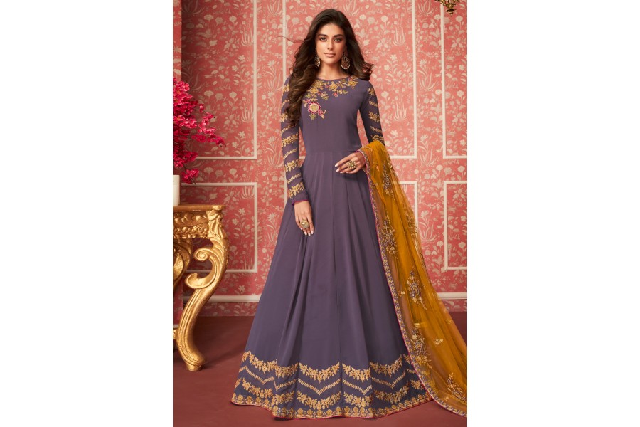 Women Purple Georgette Anarkali Kurtas main image 0