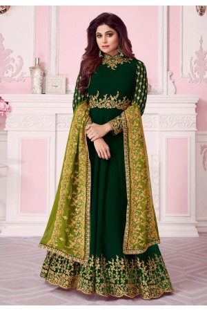 Shamita shetty green georgette embroidered long anarkali suit 8258