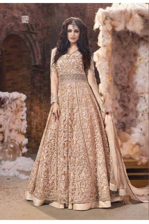 Party wear Pink Gold Anarkali 18001