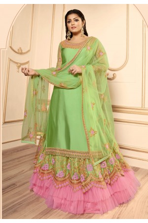 Drashti dhami green georgette indo western lehenga choli 45007