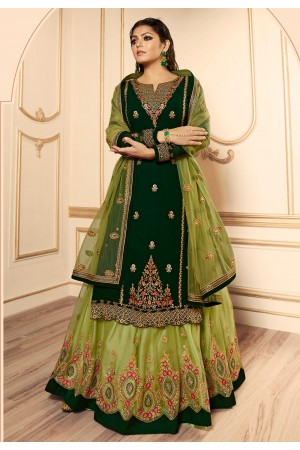 Drashti dhami green georgette indo western lehenga choli 45009