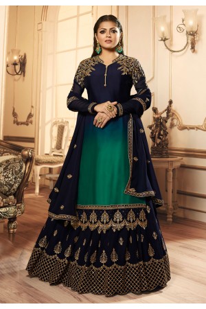 Drashti dhami navy blue georgette indo western lehenga choli 45003